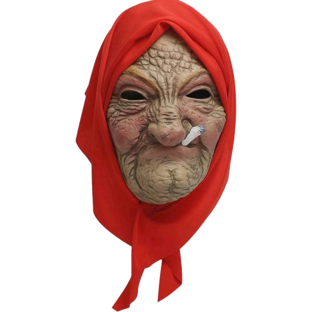 Smoking Granny Old Lady Latex Scary Cosplay Adult Halloween Mask Party